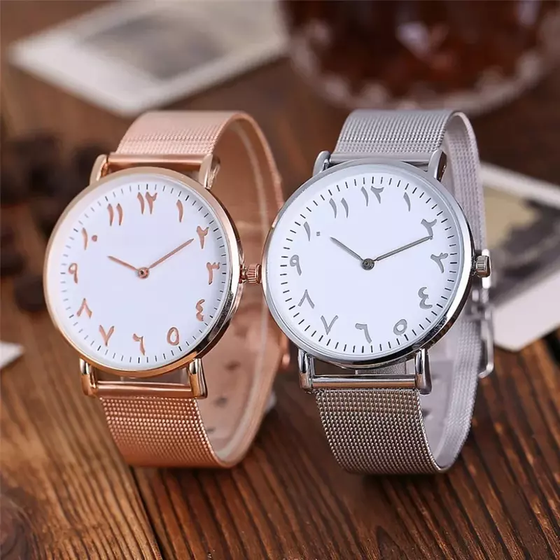 Cyfry arabskie zegarki damskie kreatywny projekt zegarka kobiety luksusowe bransoletki kwarcowe zegarki z tarczą ze stali nierdzewnej Reloj Mujer