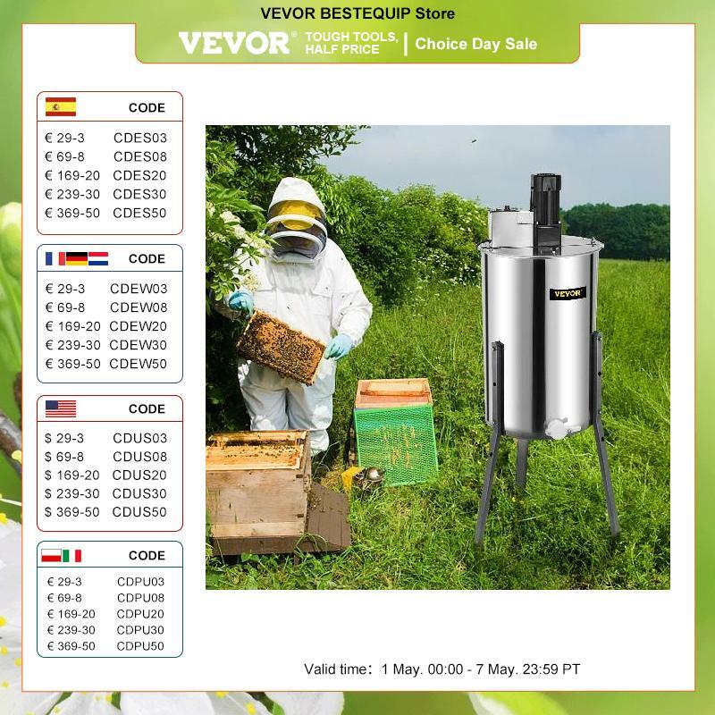 VEVOR Экстрактор меда 2 3 4 кадра ручной электрический сотовый спиннер из нержавеющей стали кривошипная центрифуга для меда оборудование для пчеловодства
