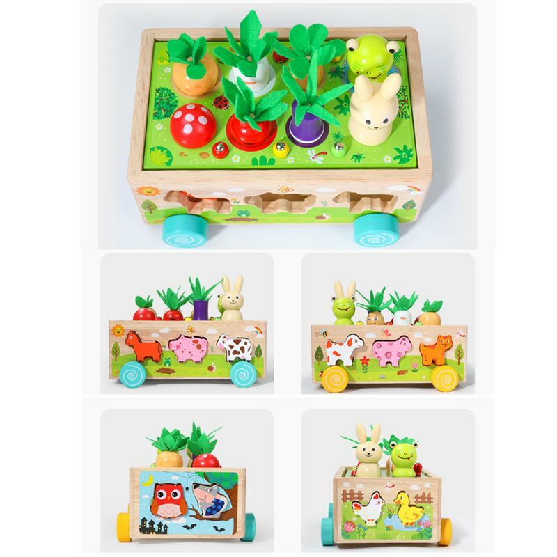 Shape Matching Blocks Montessori Fine Motor Toys 1 2 3 Years Old Wooden Farm Animal Toys Quick Matching Sorting And Stacking Toy