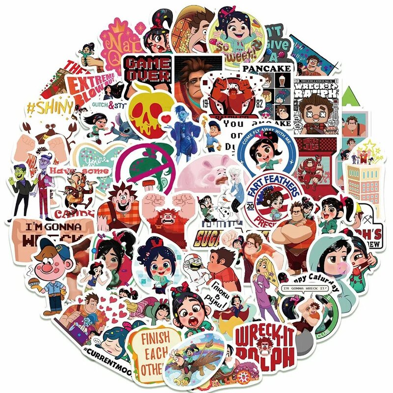 Disney-Cartoon Ralph Quebras a Internet Adesivos, Anime Graffiti Decalques, Scrapbook DIY, Laptop, Telefone, Crianças Etiqueta, Brinquedo, 10 pcs, 30 pcs, 50pcs