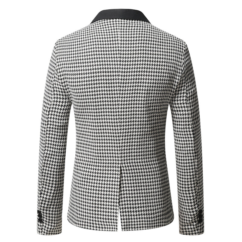 Jaqueta xadrez de peito único masculina, um botão, encaixe fino, elegante, urbana, casual, cor sólida, nova, outono