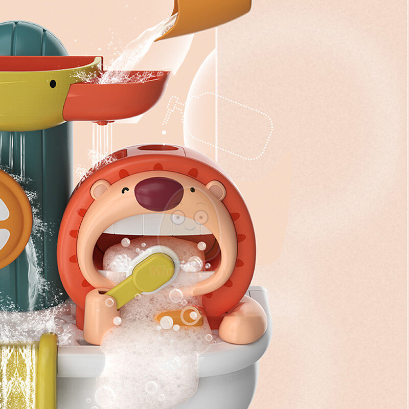 Brinquedo de piscina de leão dos desenhos animados para crianças, jogo de bolhas d'água, brinquedos educativos precoces de banho