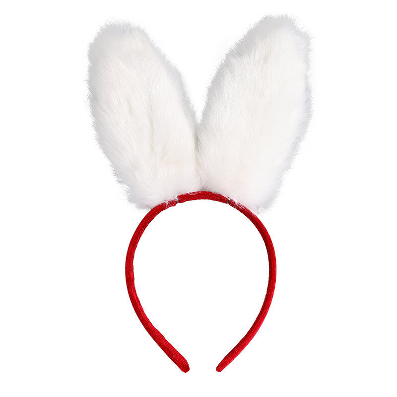 Schattige pluche konijnenoren haarbanden met rode strik witte konijnenoren paasvolwassen hoofdbanden voor vrouwen meisjes cosplay feest haaraccessoires.