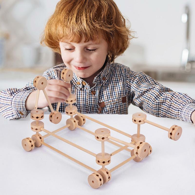Tinker Toys Building Blocks Set Wooden Blocks Hone Fine Motor Skills Problem-Solving Development Ability Daycare Centers Holiday