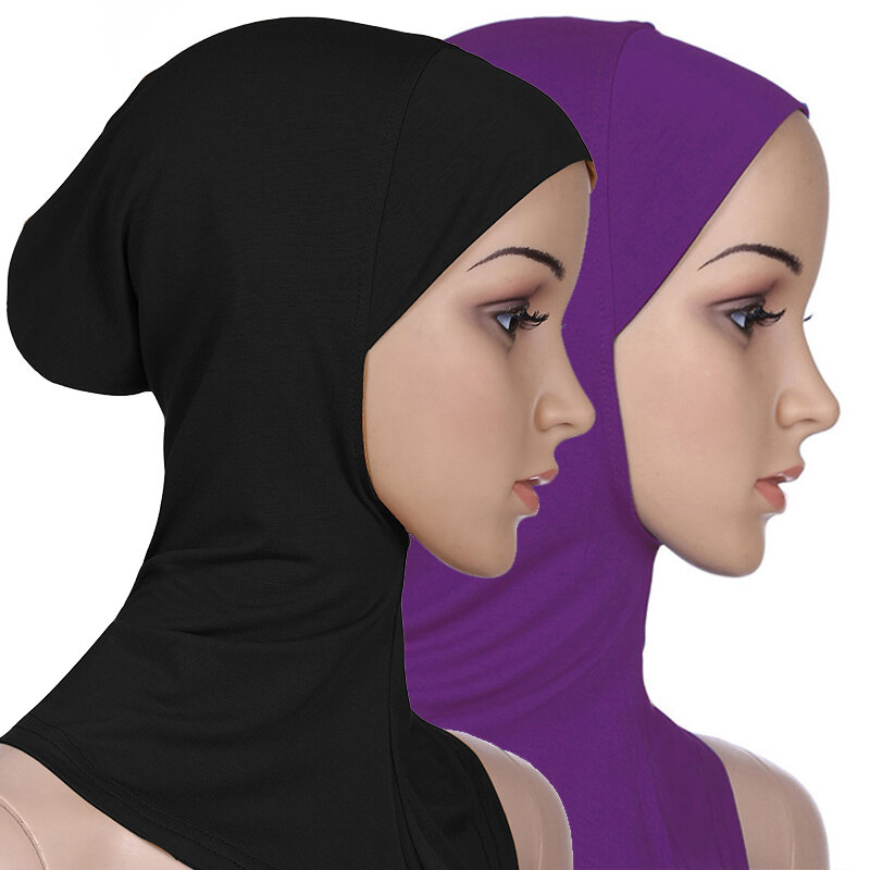 Berretto turbante musulmano in cotone da donna copertura completa berretti Hijab interni foulard islamico tinta unita cofano collo testa sotto sciarpa Cap