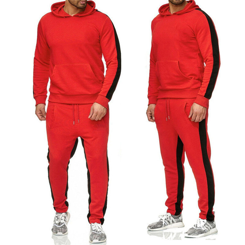 2023 Мужская модная спортивная одежда костюм для бега мужская полосатая спортивная одежда с капюшоном костюм с капюшоном + спортивные штаны Спортивная одежда