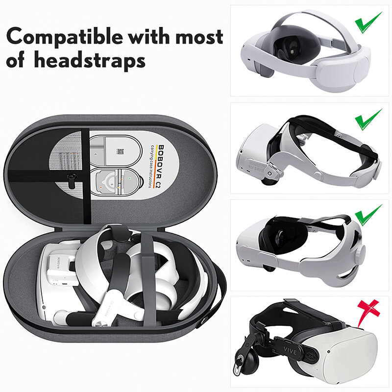 BOBOVR C2-Étui de Transport pour Oculus Quest2, Antichoc, OligStorage Bag, Protection Travel Box, Compatible avec Pico 4 VR Elite Strap