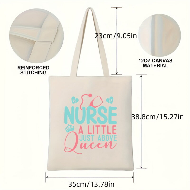Bolso de mano de lona con estampado del Día de la enfermera, bolsa de almacenamiento de gran capacidad, bolsa de viaje ligera y plegable