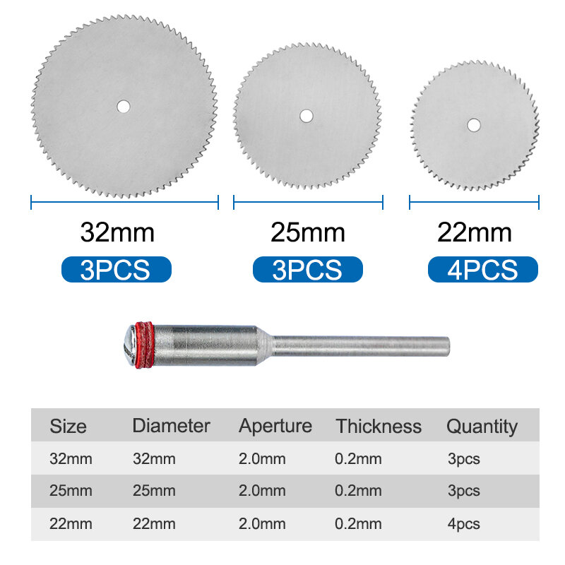XCAN Saw Blade 11pcs Stainless Steel Mini Saw Blade with Mandrel Wood Metal Cutting Tool Disc Circular Saw Disc Woodworking Tool