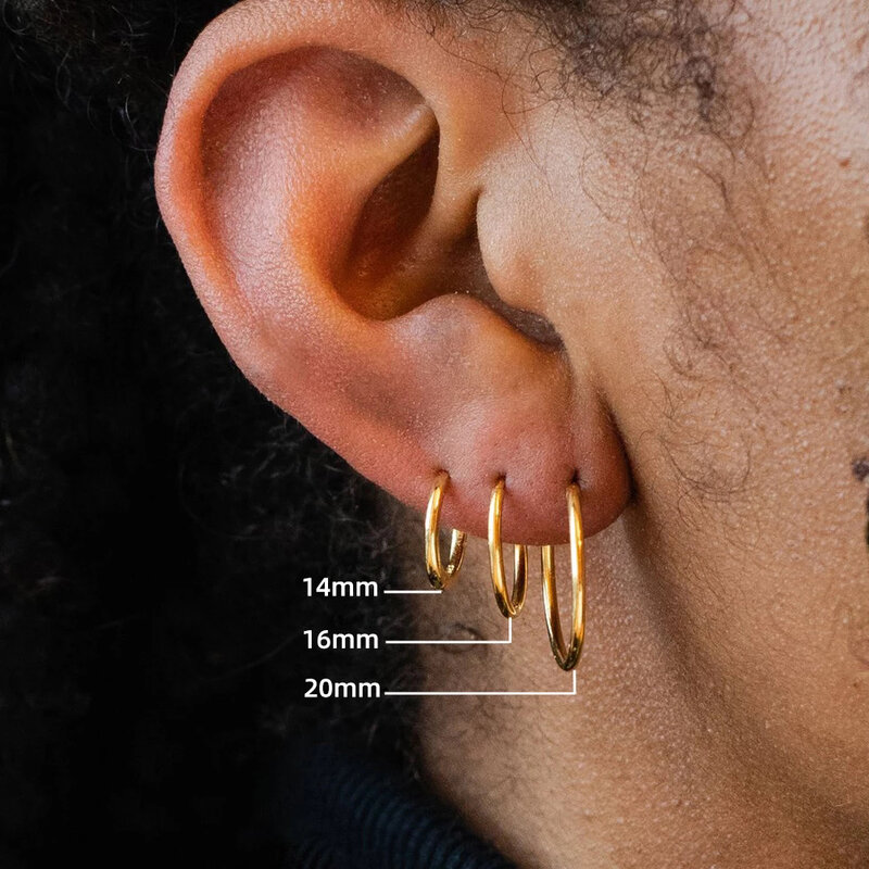 6/8/10/14/16/20Mm Tiny วงกลมสแตนเลส Huggie Hoop ต่างหูผู้หญิงผู้ชาย Anti-Allergic กระดูกอ่อนเจาะแหวน