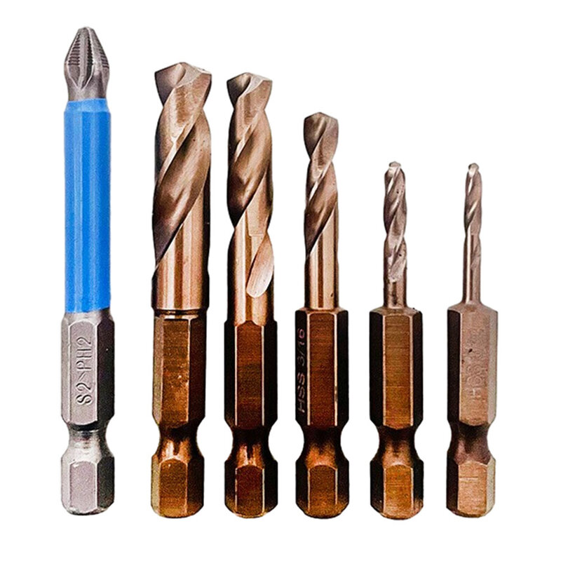 6pcs Drill Bit Set M35 Cobalt Stubby High Speed Steel For Stainless Steel & Hard Metals Bench Drill Impact Drill Power Tools