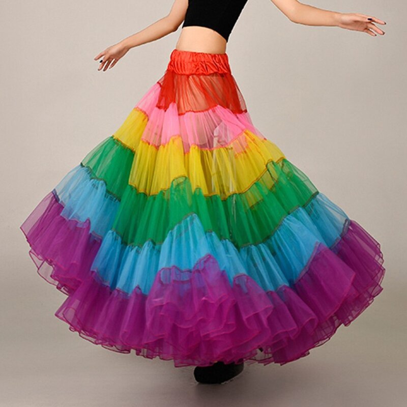 Mulheres 6 Hoop Comprimento Do Chão A Linha Petticoat Crinoline Skirt Ball Gown Underskirt