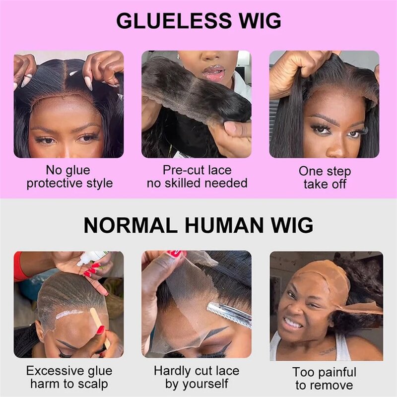 Pelucas de cabello humano brasileño Remy para mujeres negras, pelo ondulado de 180 de densidad, cierre de encaje HD 5x5, sin pegamento, listo para usar, 13x4