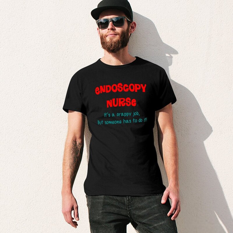 Homens Endoscopia Enfermeira Humor T-Shirt, Roupa Estética, Anime, Preto, Vintage