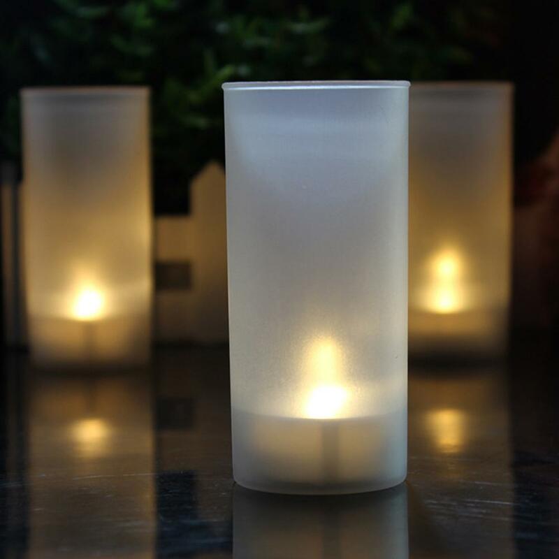LED Rechargeable Flameless Electronic Candle Lights With Plastic Cup For Valentine Day Weddings Decorative Candles Home Decor