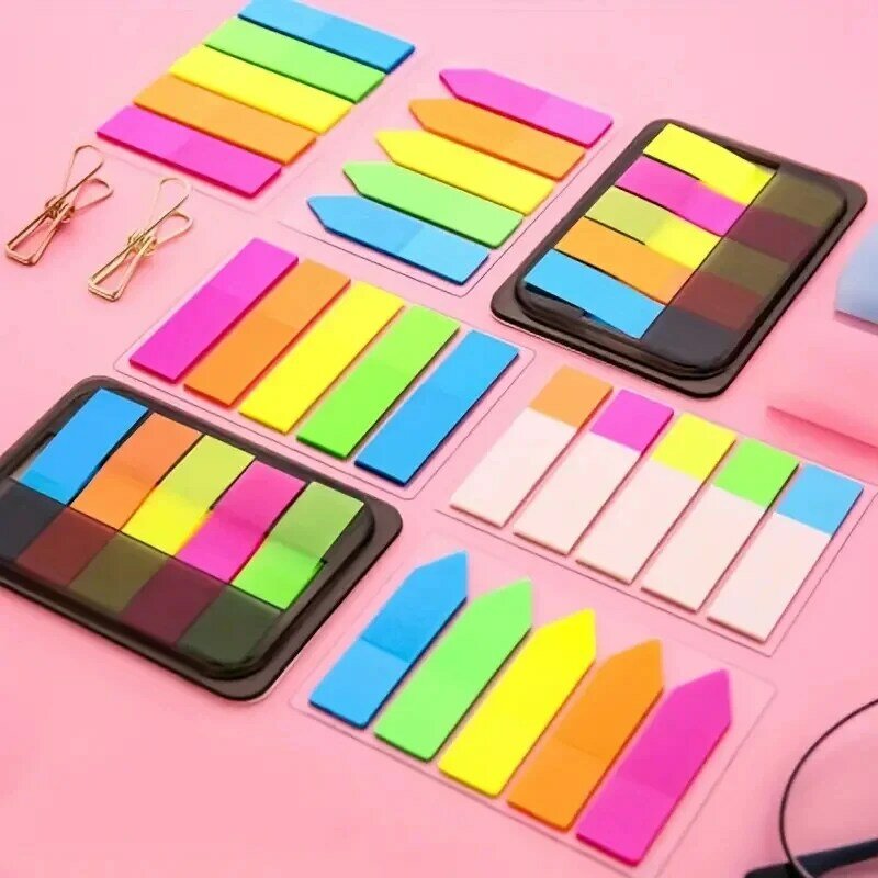 Multi colors PET Fluorescent Index Sticky Notes, Student Office Marking Bookmark Indication Note Stickers Index Stickers