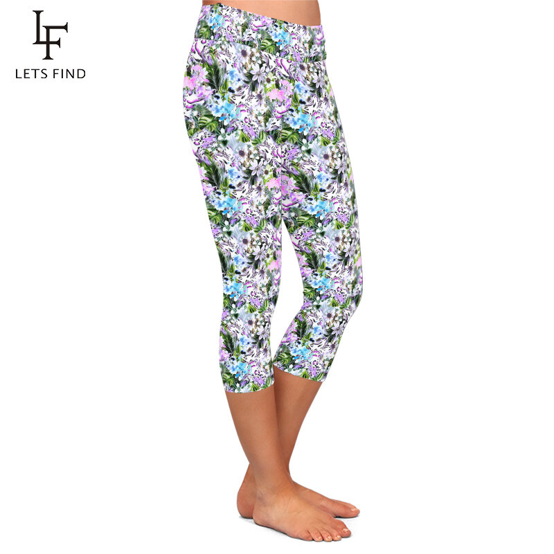 LETSFIND – Leggings Capri taille haute pour femmes, imprimé Floral et léopard, pantalons de Fitness doux de haute qualité, nouvelle collection été