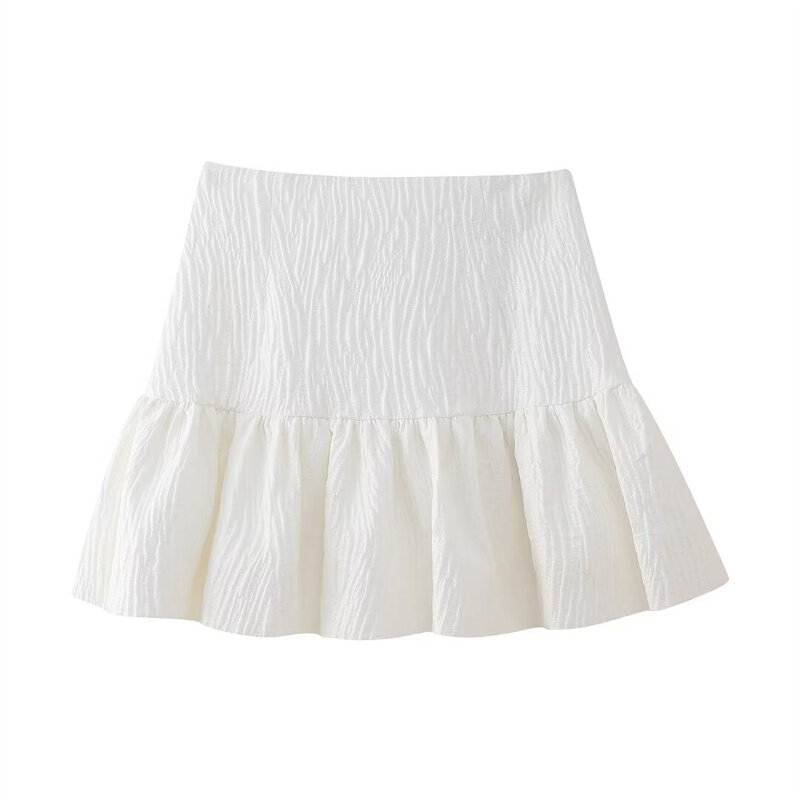 Новинка 2024, Женская мини-юбка KEYANKETIAN с многоярусными оборками, летняя Милая трапециевидная юбка-штаны на молнии сзади с высокой талией, шорты
