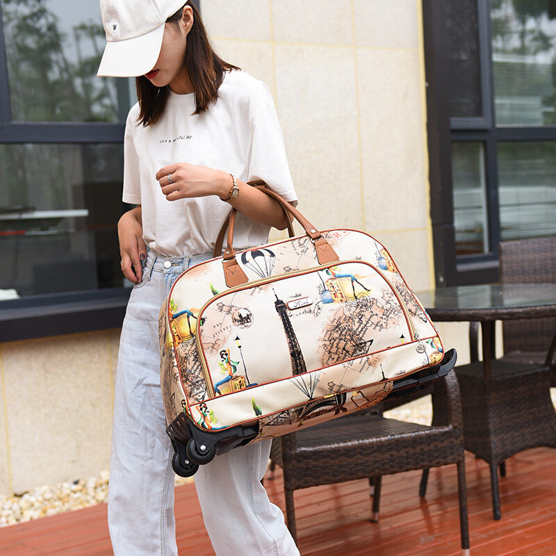 Вместительные женские рюкзаки, сумка на колесиках, водонепроницаемая Дорожная сумка из ткани Оксфорд для багажа на колесиках