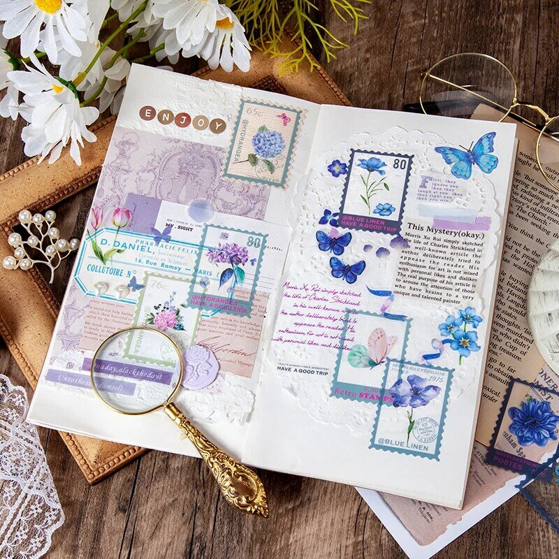 40 pz/borsa Vintage Fern Floral Stamp PET Sticker pacchetto DIY Diary Journal decorazione etichetta Album Scrapbooking