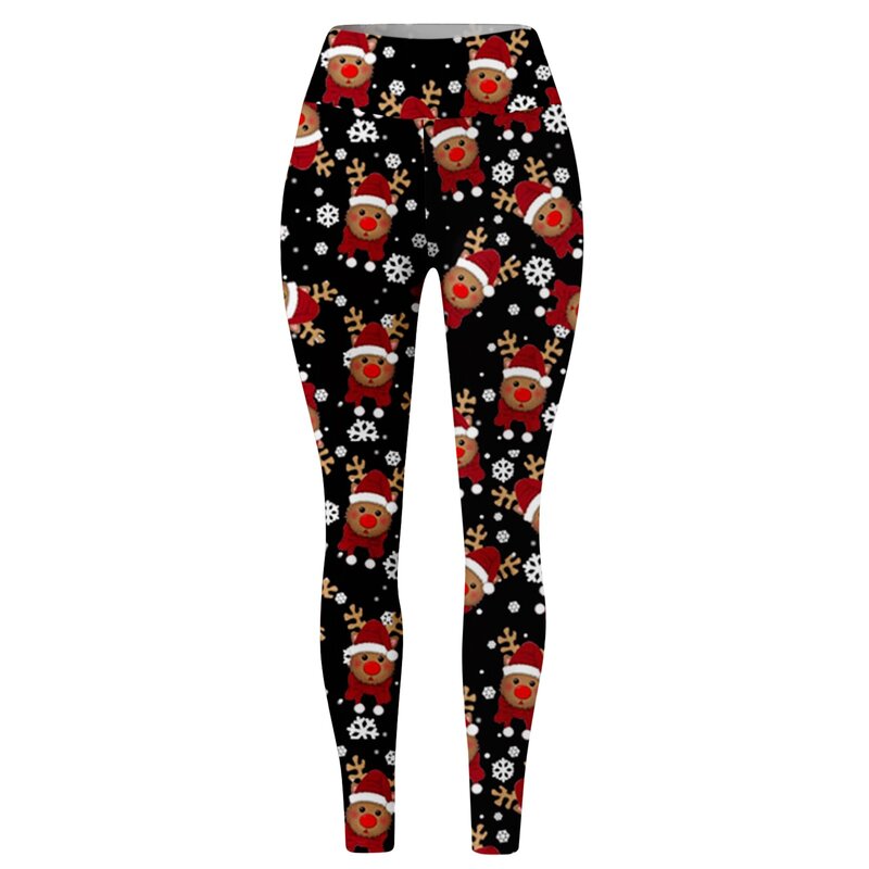 Women's Winter Casual Comfort Printed Pattern Warm High Waist Leggings 2024 Fashionable Slimming Trousers Xmas Costume For Woman