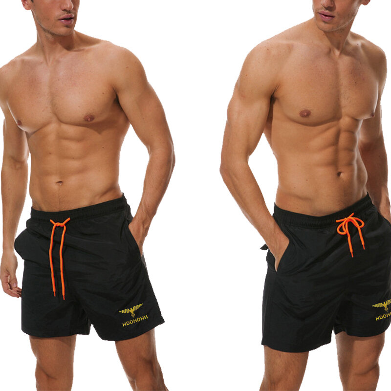 HDDHDHH-pantalones cortos de poliéster para hombre, Shorts transpirables de Color sólido, cinco pantalones de playa a la moda, novedad de verano