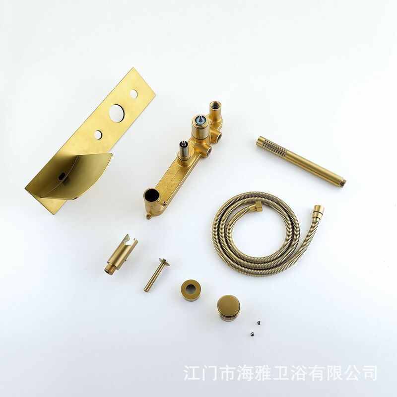Brushed Gold Bathtub Waterfall Shower Faucet Bathtub Faucet Mixer Bathtub Tap Bathtube Faucets Wall Mounted Faucets for Bath
