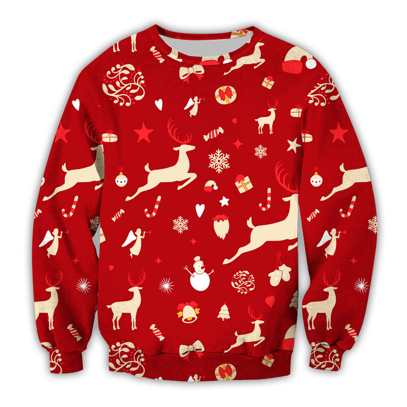 Nadruk świąteczny bluza z długim rękawem wygodna bluzka dziergany sweter Pullover sweter