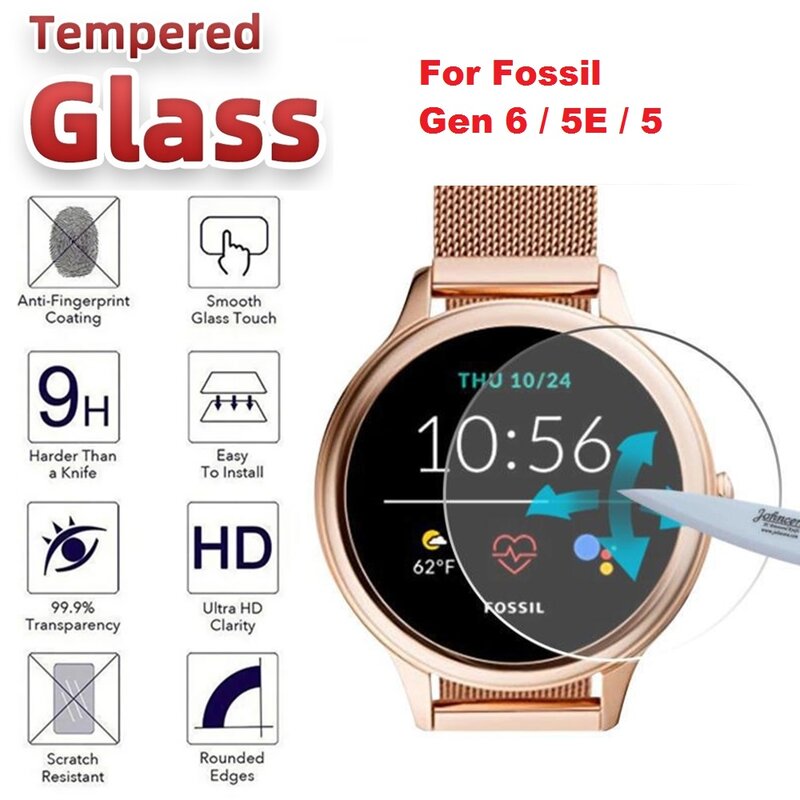 Película protectora de pantalla para reloj inteligente Fossil Gen 6 híbrido 5E 5 Carlyle HR, vidrio templado antiarañazos, película protectora suave, nuevo