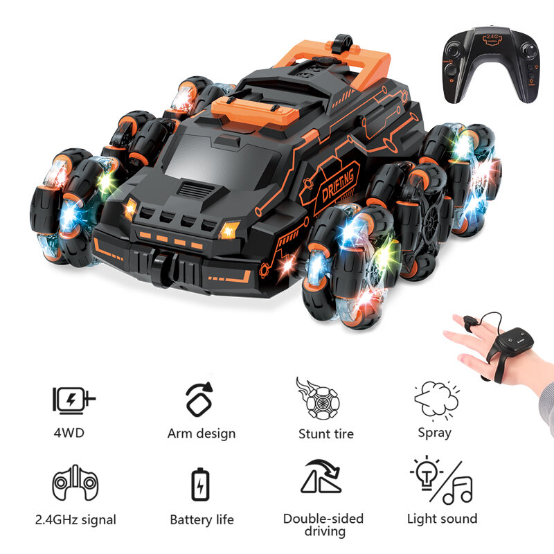 Telecomando auto 2.4G sensore di gesto Wireless trasformazione acrobatica auto braccio oscillante a sei ruote Drift Jet arrampicata giocattolo fuoristrada