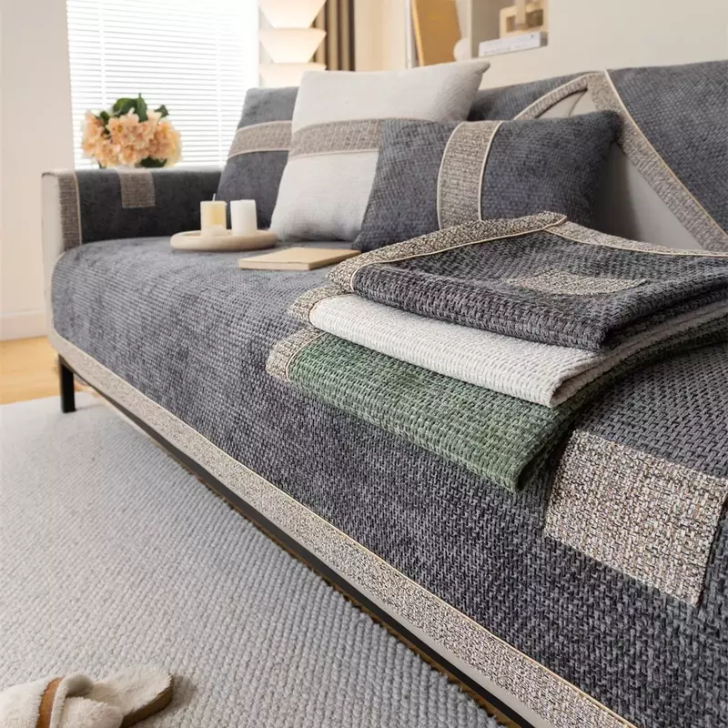 Funda de sofá de chenilla para decoración del hogar, toalla Universal antideslizante para las cuatro estaciones, cojín para sala de estar