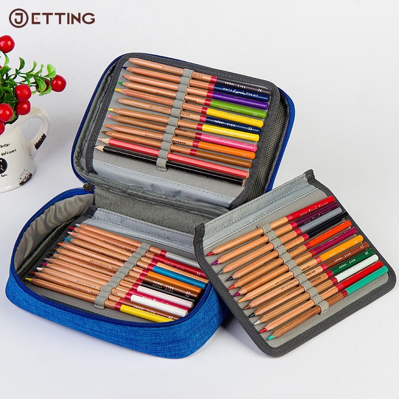 Estuche para bolígrafos de gran capacidad, organizador de lápices de colores, bolsa de papelería con bolsillo con cremallera, 72 colores, 120 agujeros