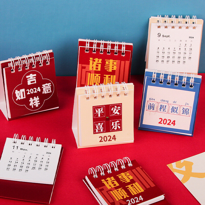 Mini Calendario de escritorio, suministros escolares de oficina, planificador mensual, Accesorios de escritorio, registro de decoración, 2024