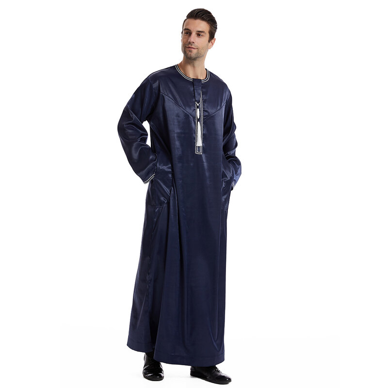 Abaya Aman de manga larga para hombres, caftán Thobe Jubba, Arabia Saudita, musulmán, Djellaba, ropa islámica, bata de oración, afgana, 1 pieza