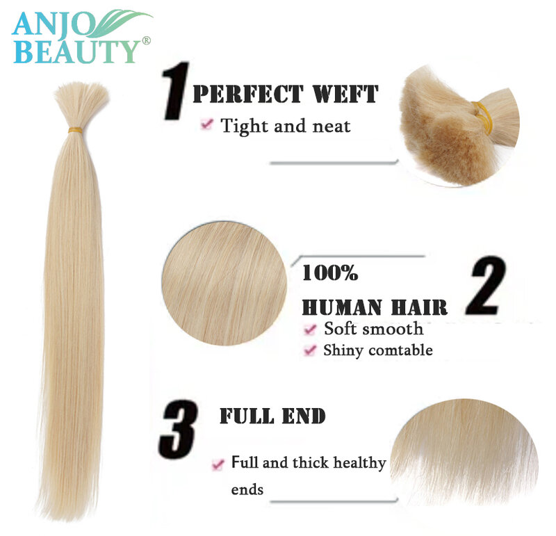 Straight Human Bulk Hair Braiding For Braiding Vietnamese Human Hair Bundle Blonde No Weft 12-28 Inch Bulk Hair Extensions