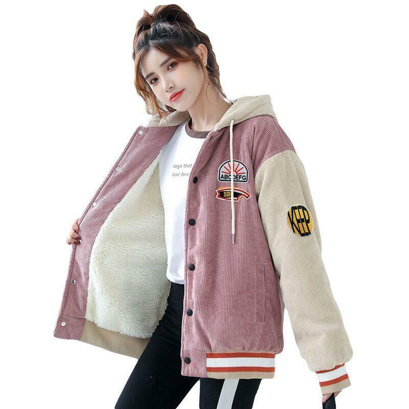 Personalidade velo casaco grosso da menina outono e inverno 2022 nova lã de cordeiro colégio estilo roupas jaquetas para mulher