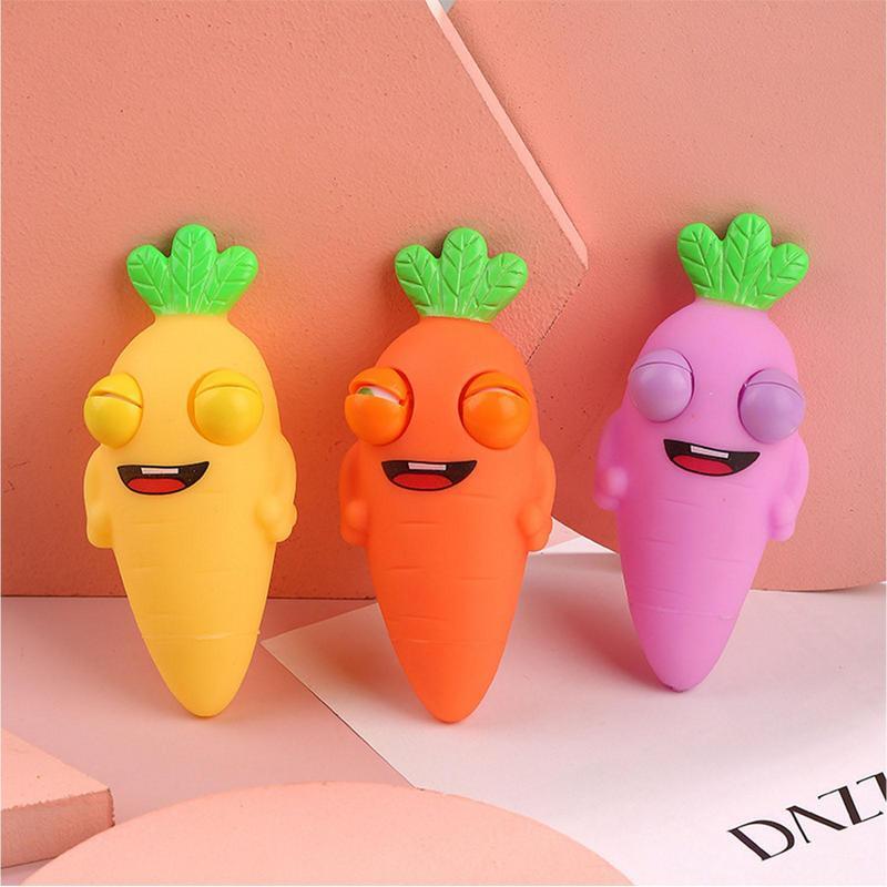Funny Carrot Pinch Toy 5D Eye Popping Squeeze Toys with Vivid Expression Anti-Stress Toys Fidget Toys for Adults Kids