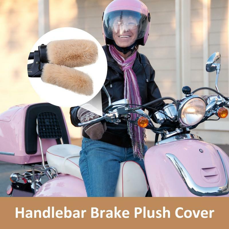 Bike Brake Lever Cover Warm Soft Plush Bike Handle Grip Covers Non-slip Protective Cycling Handlebar Covers For Cold Weather