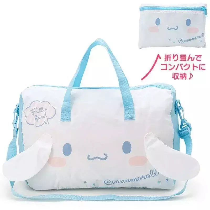 Mochila de mala de mala para mulheres, estojo ajustável, bolsa de bagagem, bolsa tiracolo Sanrio Hello Kitty Cinnamoroll Cartoon, bolsa de viagem