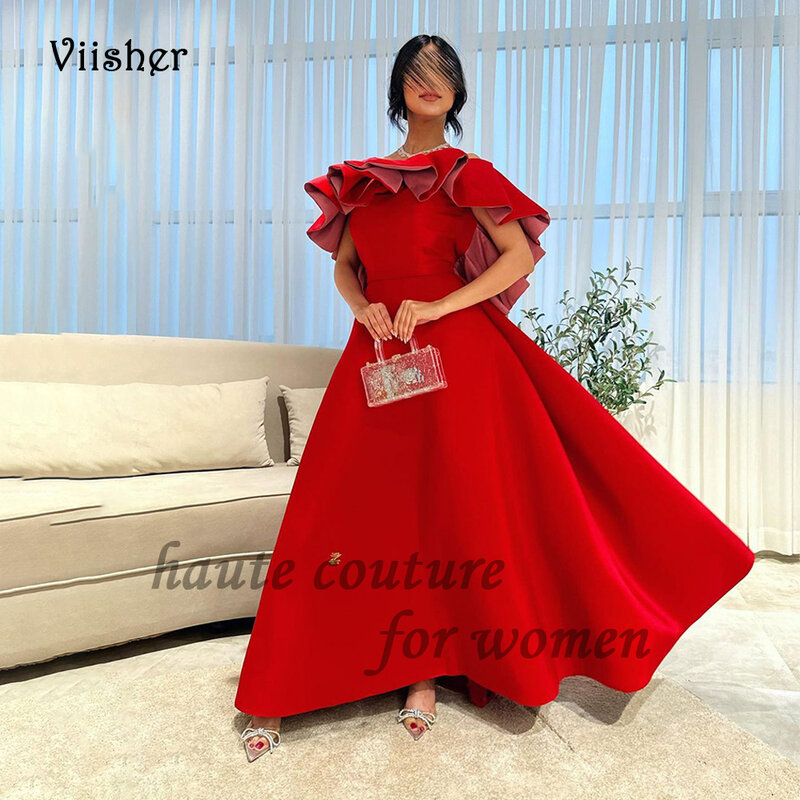 Czerwona satyna sukienka wieczorowa z odkrytymi ramionami bez pleców arabska dubajska suknia dla gościa weselnego długość podłogi formalne suknie balowe