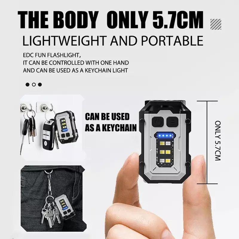 Mini lampe de poche porte-clés LED COB magnétique, lampe torche aste, super lumineuse, multifonctionnel, injuste, EDC
