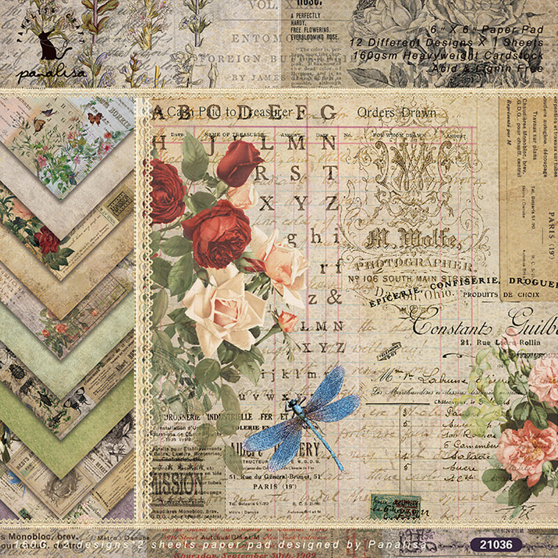 12 Sheets 6"X6" Vintage Patterned Paper Pad Scrapbooking Paper Pack Handmade Craft Paper Craft Background Pad Card