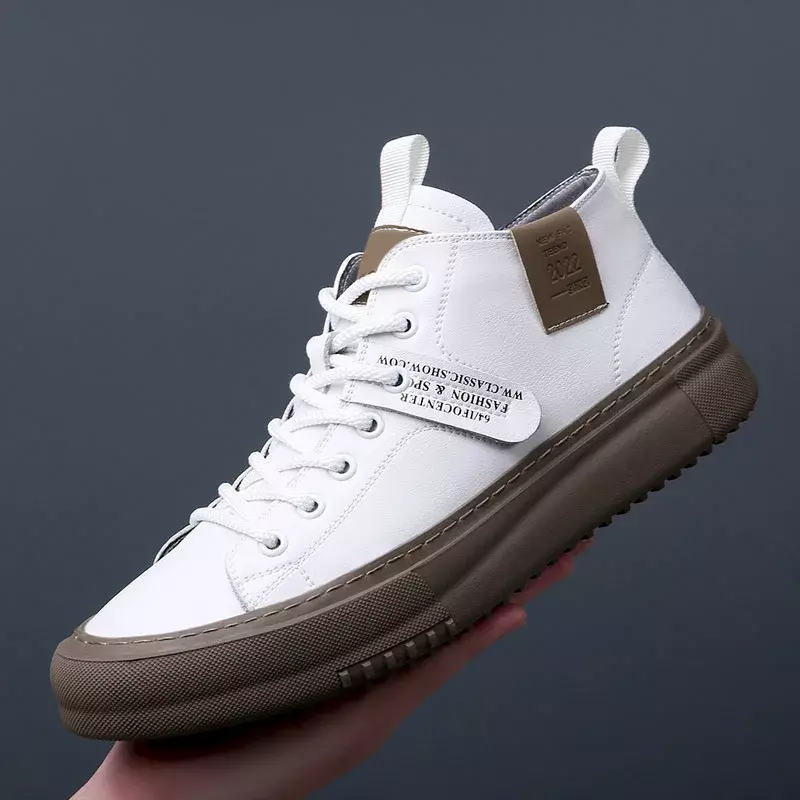Zapatillas de deporte de cuero para hombre, zapatos planos de alta calidad con cordones, a la moda, de lujo, 2023