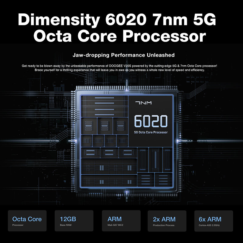 Doogee V20S โทรศัพท์มีสาย dimensity 6020 5G OCTA Core 6.34นิ้ว AMOLED 12GB + 256GB 6000mAh 33W ชาร์จเร็ว50MP โทรศัพท์มือถือ NFC