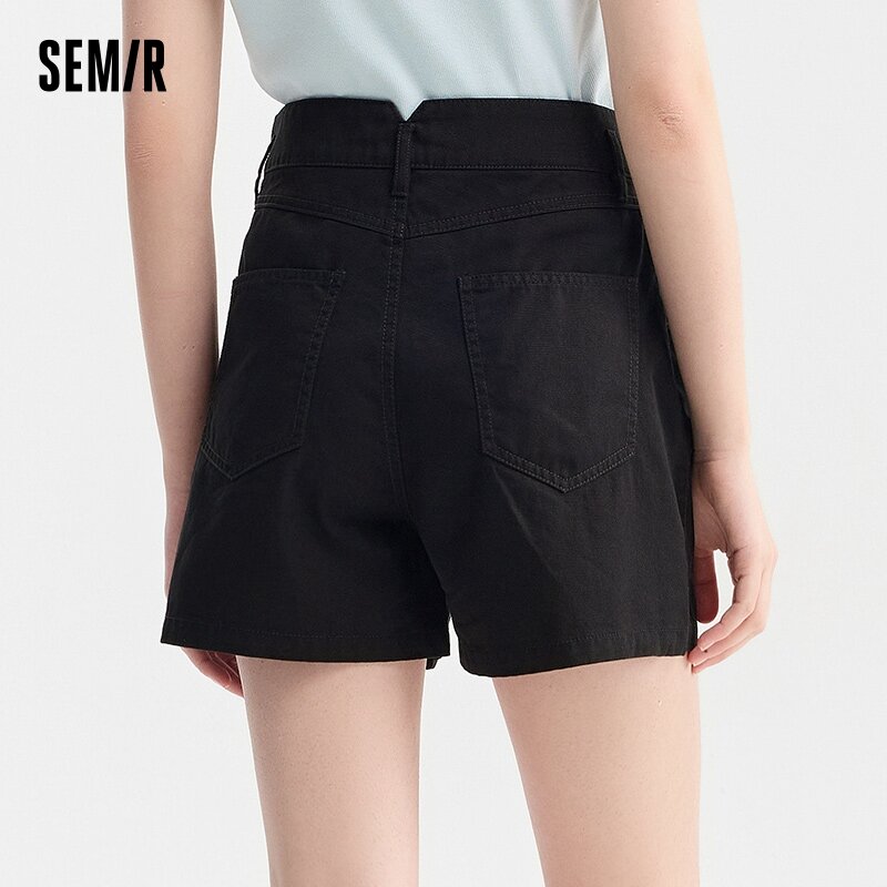 Semir กางเกงลำลองเอวสูงของผู้หญิง, กางเกงเอวสูงเปิดโชว์กางเกงขายาว2024ฤดูร้อนใหม่กางเกงขาสั้นแบบเรียบง่ายทันสมัยอเนกประสงค์