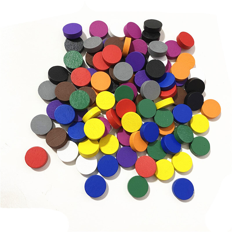 50pieces 15*5MM 11 Colors Wooden Disk Pawn Game Pieces Colorful Chess For Tokens Board game Accessories