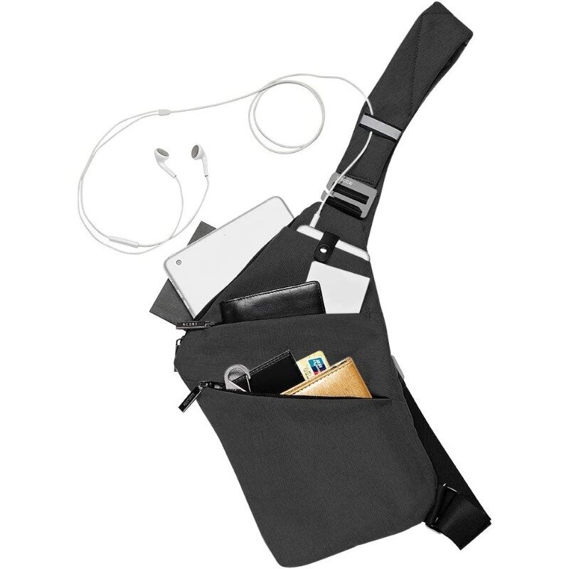 الرافعة حقيبة الصدر حقيبة عادية Daypack الأسود الكتف Crossbody خفيفة الوزن مكافحة سرقة في الهواء الطلق الرياضة السفر المشي لمسافات طويلة حقيبة للرجال