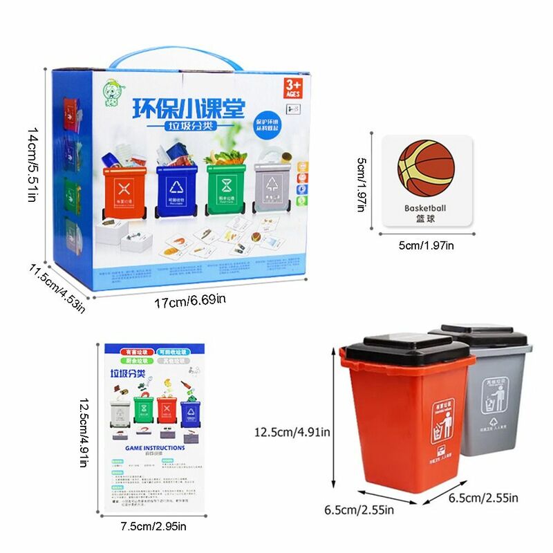 Sorting Toy Garbage Classification Toy Parent-child Mini Toys Model 4 Trash Cans Cognition Miniature Sorting Cards Boy