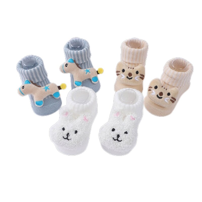 Набор из 3 пар детских вязаных носков. Мягкие и удобные милые вязаные пинетки для младенцев.