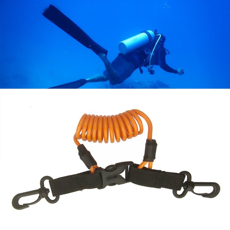 Cordino per immersioni subacquee, Clip per cordino arrotolato a molla per immersioni con cinturino in tessuto fibbia a sgancio rapido per torce elettriche, fotocamere